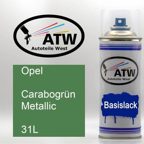 Opel, Carabogrün Metallic, 31L: 400ml Sprühdose, von ATW Autoteile West.